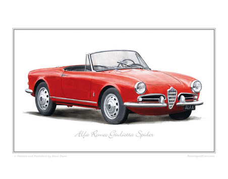 1955 Alfa Romeo Giulietta Spider. Alfa Romeo Giulietta Spider (1955-65) Classic Car Oil Painting - Fine Art Print