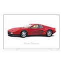 Ferrari Testarossa Classic Car Oil Painting - Fine Art Print
