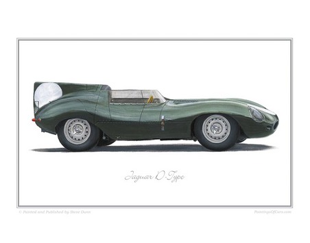 Jaguar DType Classic Car Oil Painting Fine Art Print