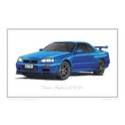 Nissan Skyline GT-R R34 (1999) Classic Car Oil Painting - Fine Art Print