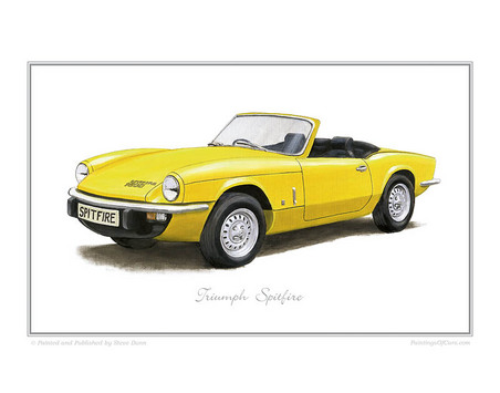 Triumph Spitfire Classic Car Oil Painting Fine Art Print